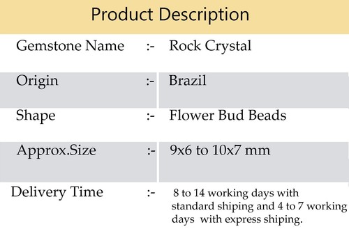 Gemas de cuarzo de cristal de roca natural de 9x6 a 10x7 mm tamaño facetado flor brote cuentas 7" - Imagen 8 de 8