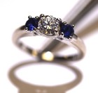 GIA certified 14k white gold .47ct diamond 3 stone sapphire engagement ring 3.3g — photo 8