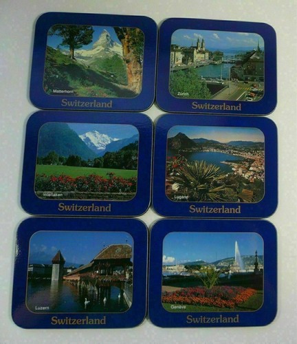 Bucherer of Switzerland Set of 6 Scenic Switzerland Coasters Corkback in Box - Picture 2 of 5
