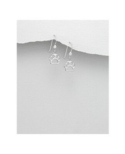 Cat or Dog Paw Print .925 Sterling Silver 8MM Dangle Earrings