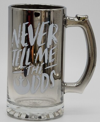 Star Wars Ombre Silver Glass Mug Cup 'Never Tell Me The Odds' Han Solo Quote 6''H