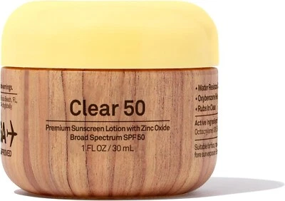 REEF Clear 50 Sonnencreme LSF 50 Lotion mit Zinkoxid - 1oz - reibt klar, wasserfest