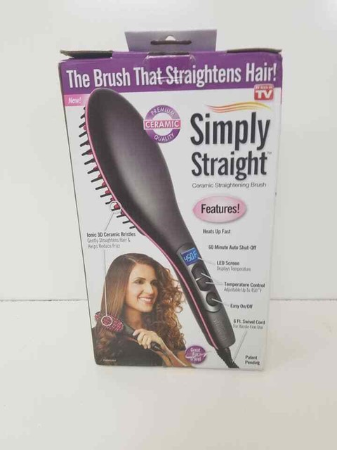 US Simply Straight Ceramic Brush Hair Straightener ...