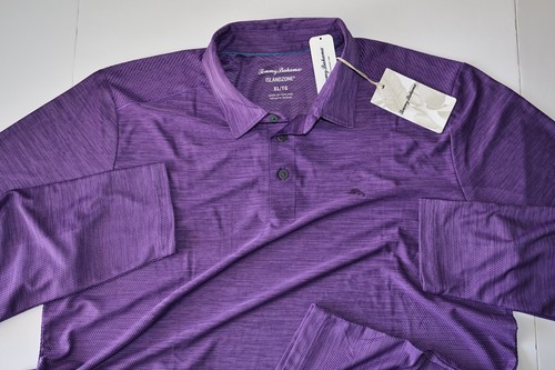 Tommy Bahama Polo Shirt Palm Coast Purple Poppy Island Zone LS Extra Large XL