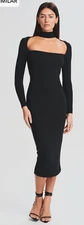 Revolve SER.O.YA Dress Womens Size Large Black Dani Bodycon Cutout Long Sleeve