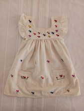 Mexican Embroidered Toddler Dress Birds Ruffle Sleeves And Front Pockets