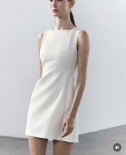 ZARA NEW WOMAN SS24 ECRU ZW COLLECTION SLEEVELESS SHORT DRESS REF:2676/186 XL