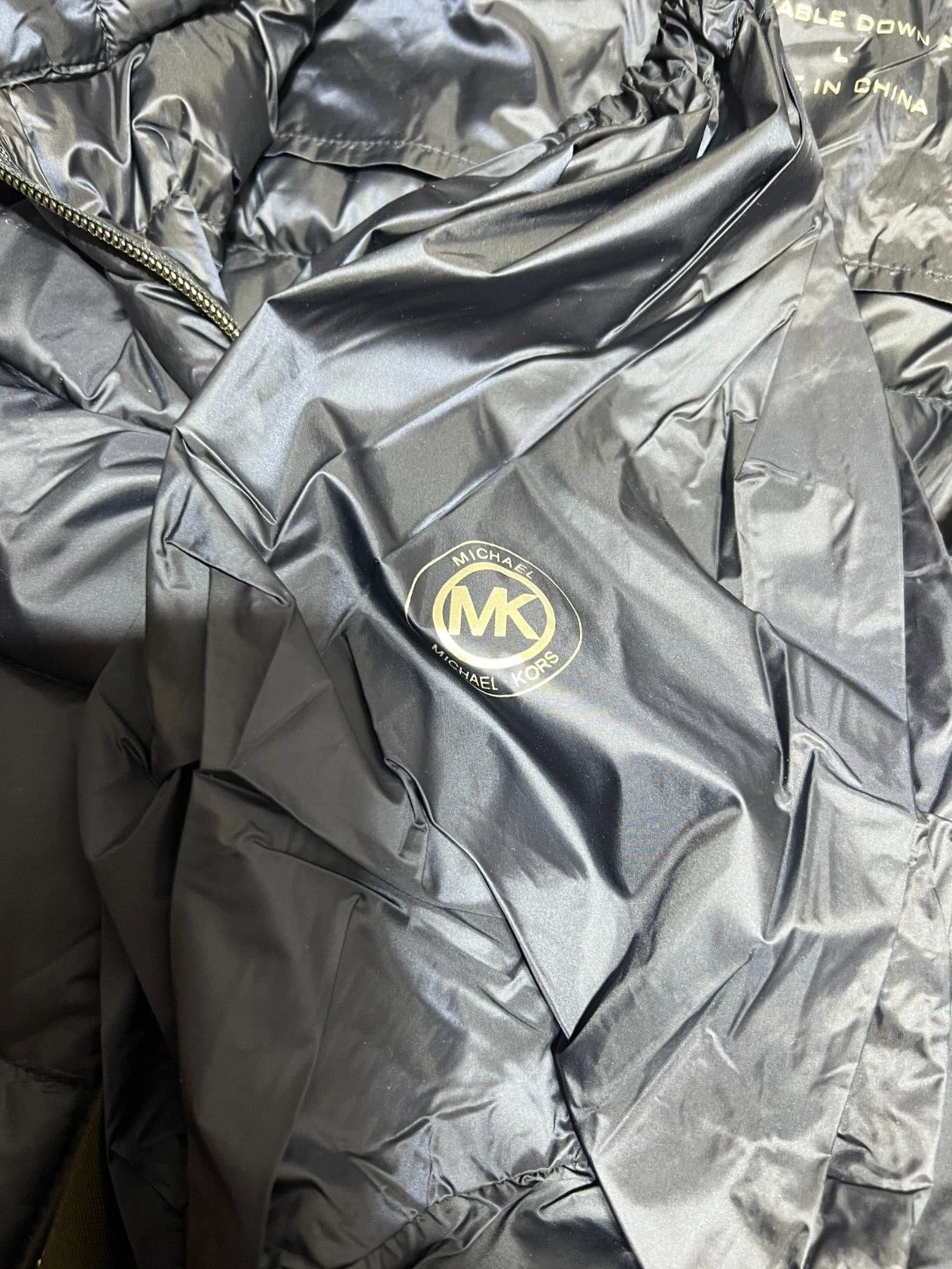 Cappotto giacca Michael Kors donna blu puffer XL piumino cappuccio confezionabile nuovo con etichetta