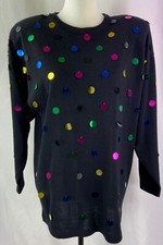 Vintage 80's OUTLANDER SZ M Black Wool Blend Piette Sequins Festive Sweater