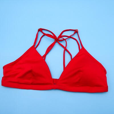 Victorias Secret Large Red Padded Halter Triangle Bikini Top Crossback  Beach New