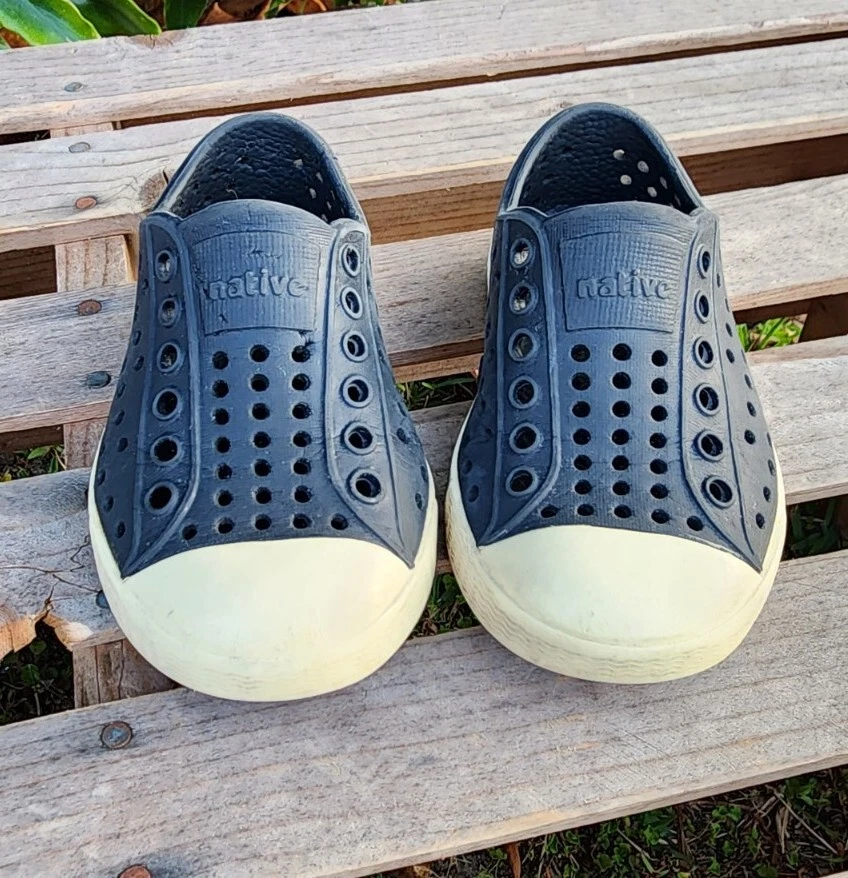 Native Shoes Toddler Kids Size 5c Black Bone Jefferson Slip On Shoes