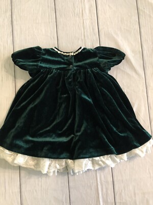 Rare Editions Vtg Dark Green Velvet Short Sleeve Girls Dress Size 2T | eBay