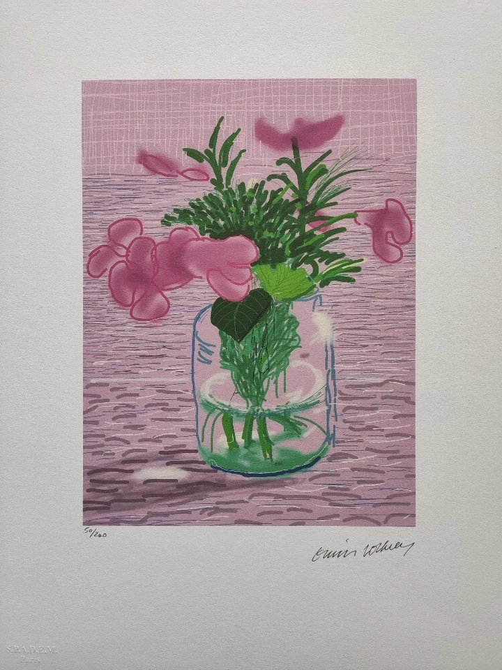 Подписанный Дэвидом Хокни - Цветы - Сертификат SPADEM Париж - Изображение 2 из 4