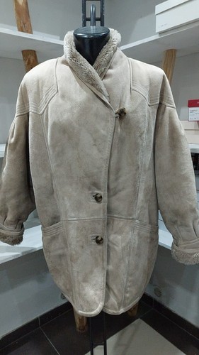 Veste En Cuir De Mouton (Peau Lainée) Vintage Umberto Olivieri - Taille 52 - Marron - Occasion TB État