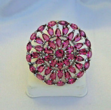 Beautiful Sterling 925 Pink Stone Gemstone Cocktail Statement Ring