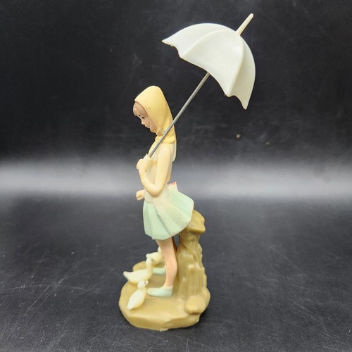 Topper de pastel Wilton vintage niña con paraguas patos ganso 1316-605 Hong Kong 1973 - Imagen 4 de 6