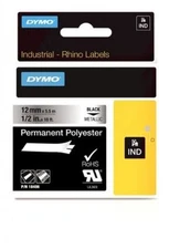 DYMO 18486 RhinoPro Permanent Tape 1/2" Black/Silver - Authorized Dymo Dealer
