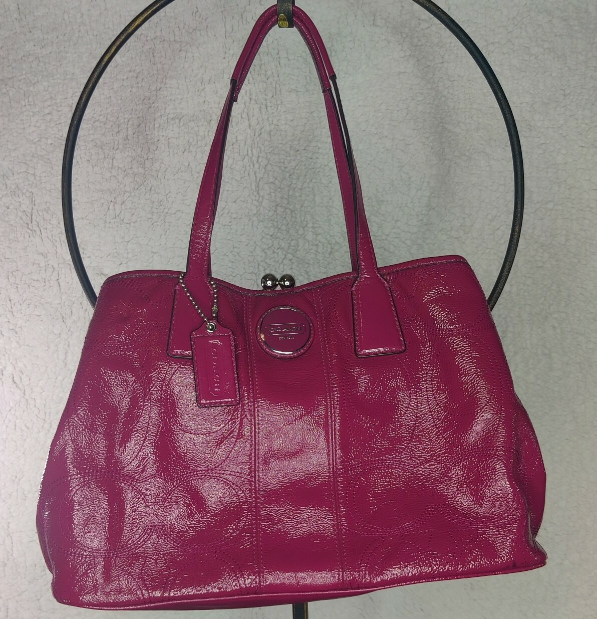 Coach Carryall signature stitch frame purse Berry Red F15658 - Main Image