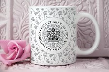 King Charles III Official Logo Royal Coronation Mug Memorabilia Grey Version