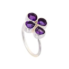 Natural Heart Amethyst 925 Sterling Silver Love Ring Size 7.5 US, Gift Ring