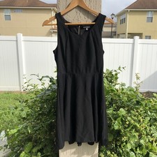 Express Black Dress Skater Ribbed Casual Semi Formal LBD Keyhole Women's Small 