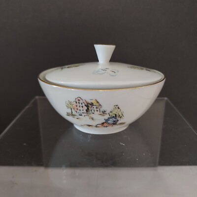 Wintering Bavaria Small Sugar Trinket Dish w Lid Made Germany