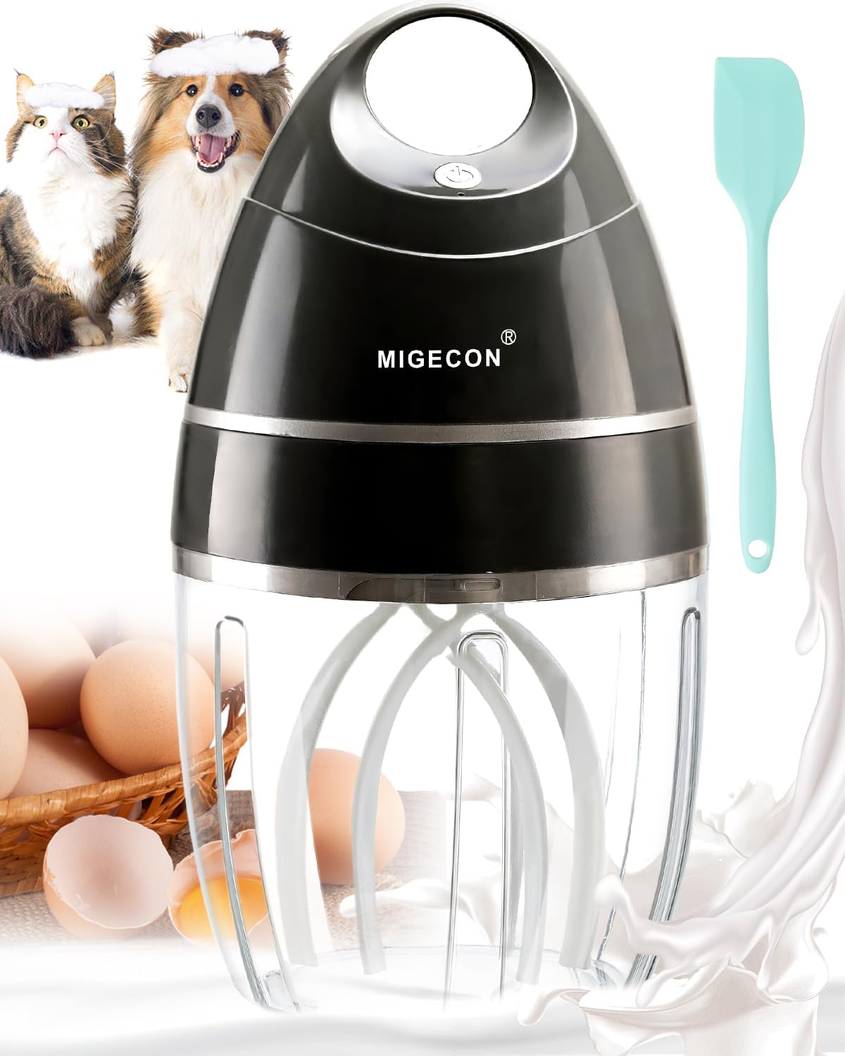 Electric Stand Mixer with Egg Beater Attachment – Portable Baking & Milk Frother Tool-image
