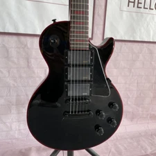 Black Beauty Electric Guitar LP Red Fretboard Inlay HHH Pickups Fixed Bridge