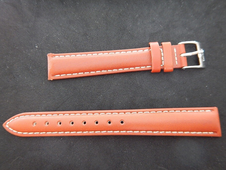 Bracelet montre extra long 16 mm marron en cuir pour grand poignet