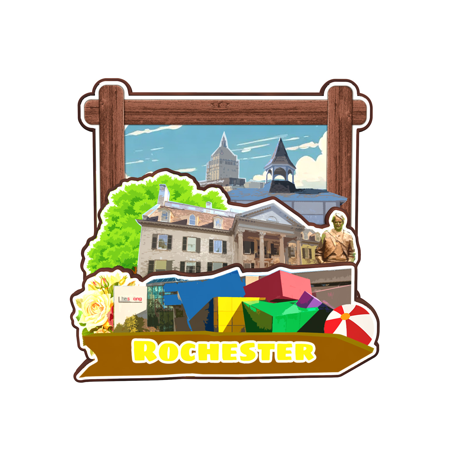 Rochester New York USA Refrigerator magnet 3D travel souvenirs wood craft