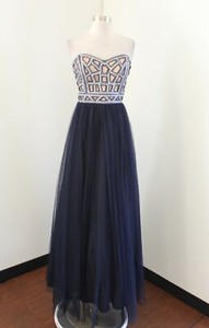 open lace back dress Black Girl Prom Dress 2025 with Feathers 22w / Blue main image 1