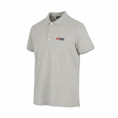 DIESEL T-Weet-Div Polo Herren T-Shirt S Grau Melange Halber Knopf Logo