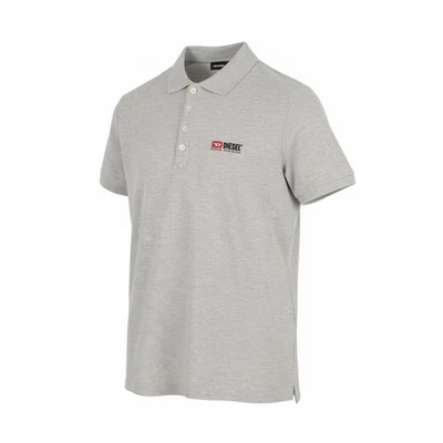 DIESEL T-Weet-Div Polo Pour Hommes T-Shirt S Gris Mélange Demi Bouton Logo - Photo 1/4