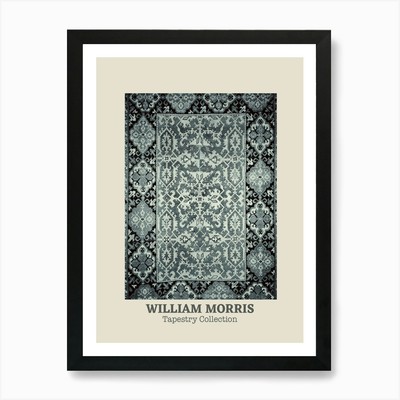 William Morris blau Textilmuster gerahmtes Wandbild Poster Leinwanddruck Bild