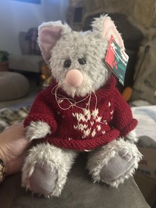 Vintage 1986 Keepsake Kritters Benny The Mouse Plush Wearing Christmas Sweater