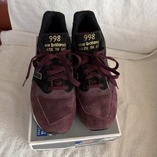 New Balance Men's 998 Burgundy/Black/Gold-Made In USA Sneakers Anzorb Size 9.5