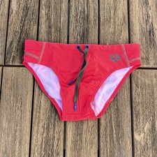 Arena men fluo red sport fit swim brief bikini swimwear size 32 34 36 38