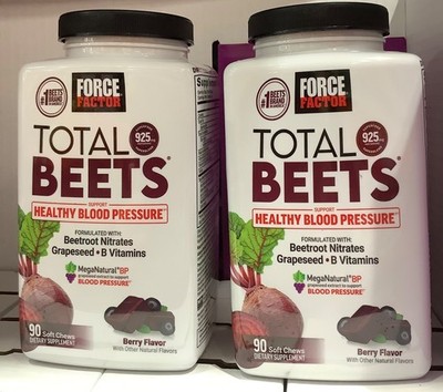 2 Pack-Force Factor Total Beets Soft Chews 90ct Nitric Oxide EXP-03/2028