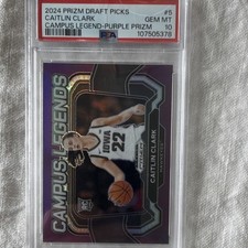 Panini 2024-25 Prizm Draft Caitlin Clark #5 Campus Legends Purple Prizm /75 PSA…