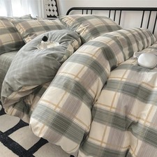 EAVD Green Gingham Comforter Set Twin XL 3 Pieces Grid Plaid Comforter Set Moder