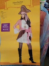 Deluxe Pink Pirate Woman's Halloween Costume Size M 8-10