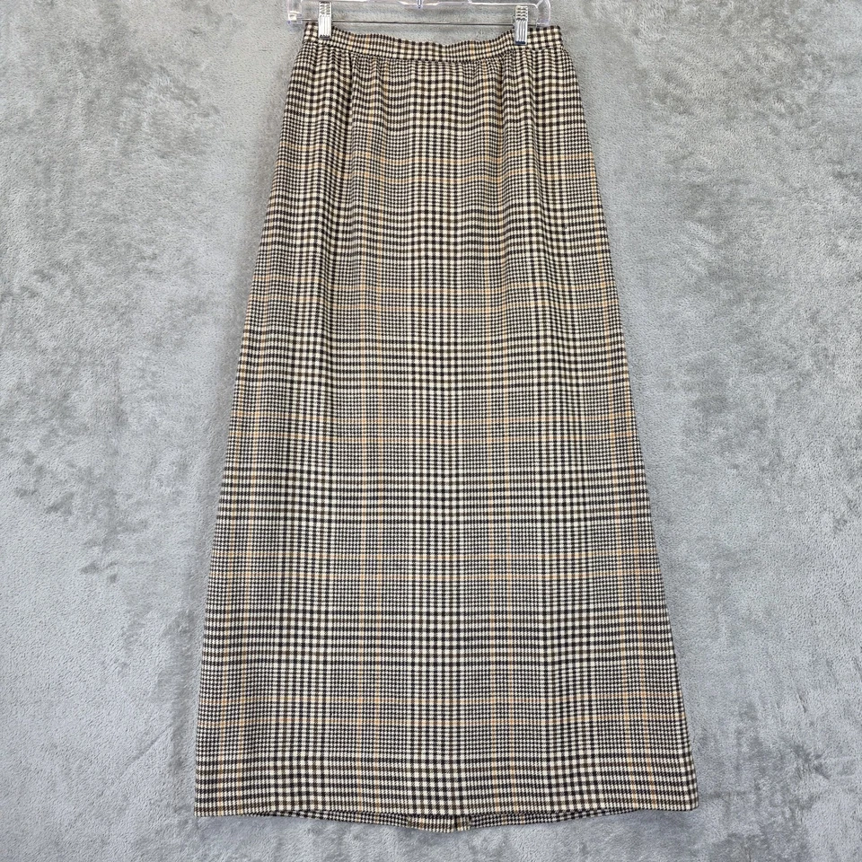 Falda Pendleton vintage para mujer 14 marrón a cuadros plisada lana midi hecha en EE. UU. Foto 2 de 4