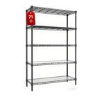 5-Tier Garage Rack Wire Unit Adjustable Storage Shelf Steel Heavy Duty Black 71"