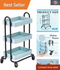 Miniature Aqua Shopping Cart - 3 Layers of Storage for Enthusiasts and Decor