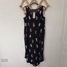 BNWT EMERY ROSE Black Feather Boho Festival Sleeveless Maxi Dress, Large