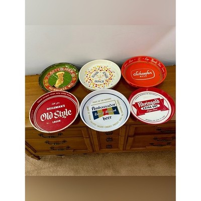 Vintage Beer Tin Tray Lot of 6 Gettleman Ambassador Old Style Busch Schaefer