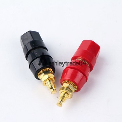 2pcs Binding Post Speaker Cable Audio Amplifier Terminal Banana Plug Jack Gold #