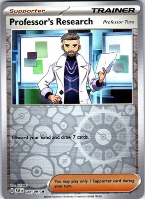 Professor's Research 088/091 Rare Paldean Fates Pokemon Reverse Holo Near Mint