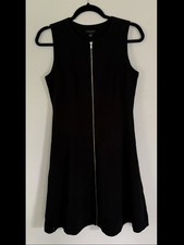 Sleeveless Full Zip Little Black Dress Ann Taylor Womens 2 Flare Fit Stretch