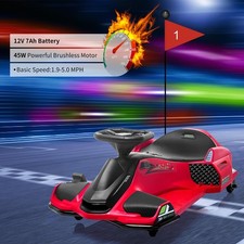 12V Kids Electric Drift Car 7.5 MPH Ride-On Go Kart,5 Wheels,LED, Variable Speed